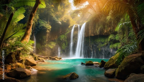 waterfall in tropical jungle