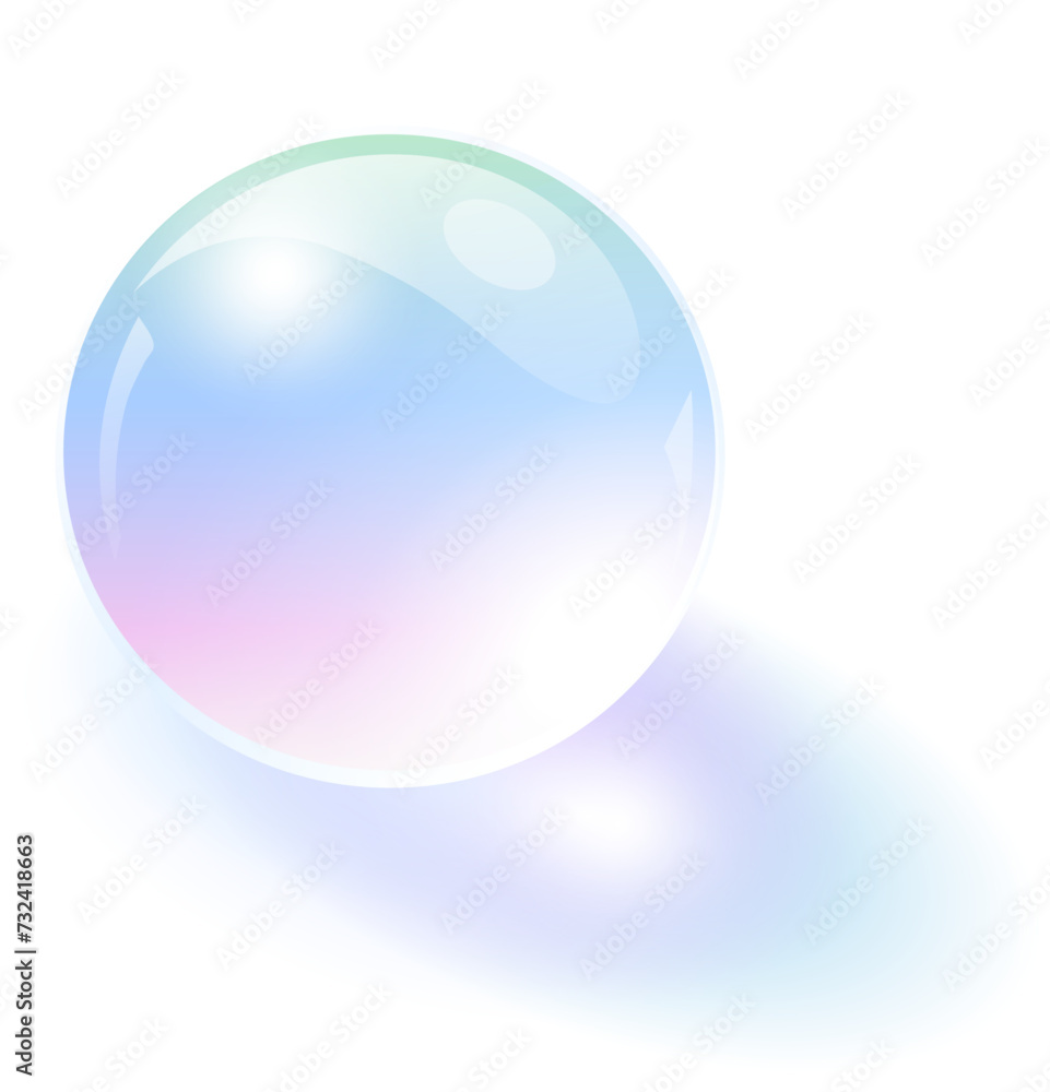 Glass sphere, iridescence pearl shimmering with colors.