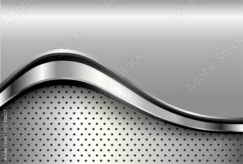 Silver metal background, 3D polished chrome metallic and shiny texture.