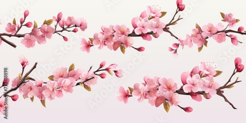 A bunch of pink flowers on a branch. Suitable for nature or floral-themed designs