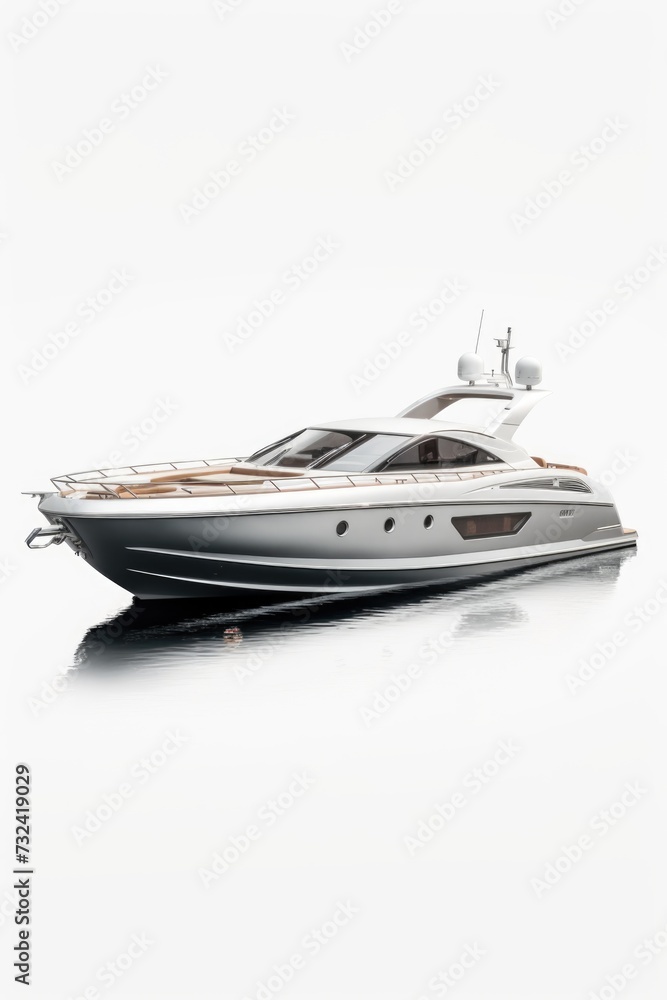 A white and brown boat floating on a body of water. Suitable for travel, adventure, and leisure themes A white and brown boat floating on a body of water. Suitable for travel, adventure, and leisure themes