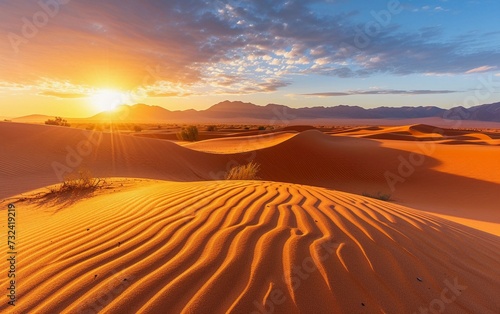 The Sun Is Setting Over a Desert Landscape