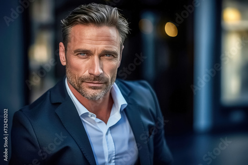 Handsome middle-aged male model in suit