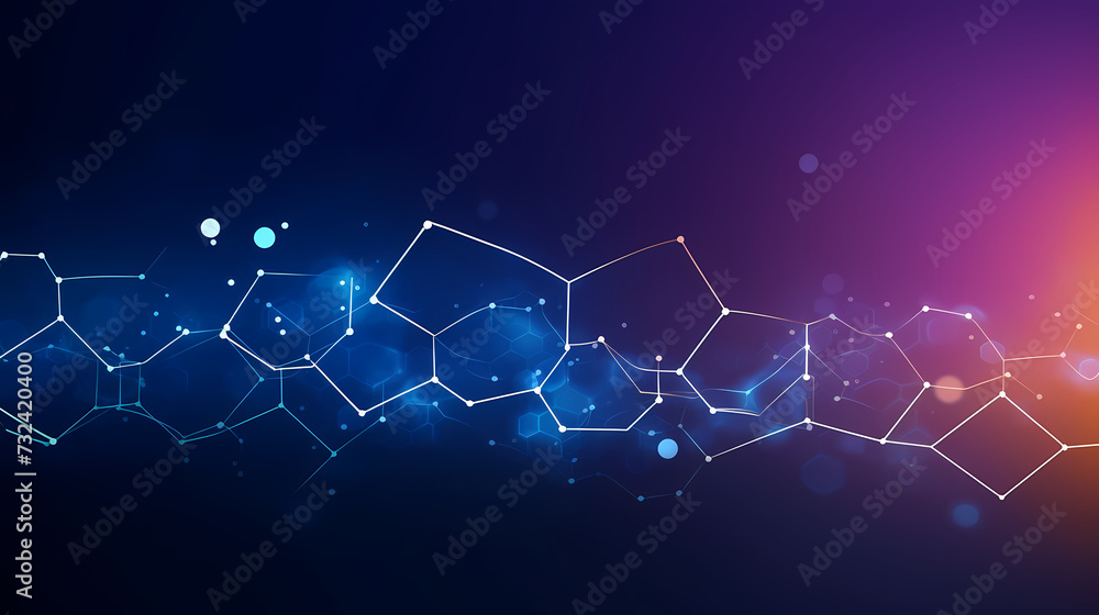 Obraz premium Modern science background hexagon lines and points wave flow abstract background