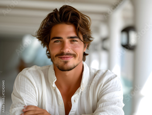 A smiling business man wearing luxury a suit, and a tie with smile and confidence