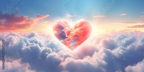 A heart-shaped cloud in the sky, perfect for expressing love and romance. Can be used for Valentine's Day cards, wedding invitations, or any other romantic occasion © Fotograf