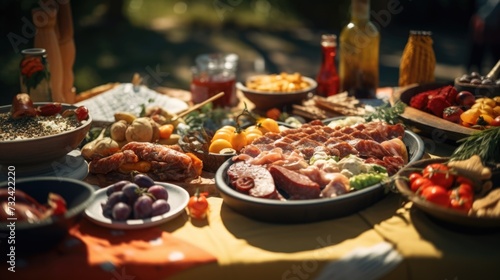 A table filled with a variety of different types of food. This image can be used to showcase a wide range of culinary options