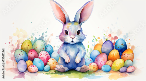 Watercolor easter rabbits © Rimsha