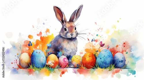 Watercolor easter rabbits © Rimsha