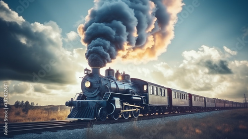 steam train in the fog
