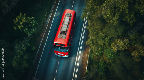 red bus on the road