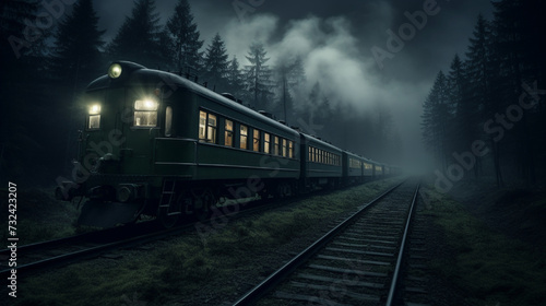 train on the railway at night