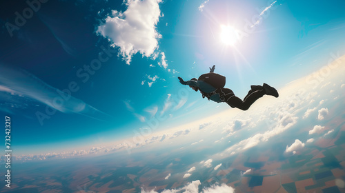 Skydiver enjoy in free fall. photo