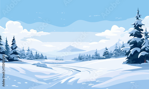 snowy landscape vector flat minimalistic isolated illustration