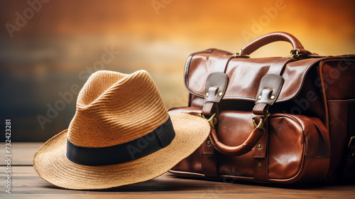 old suitcase with hat 