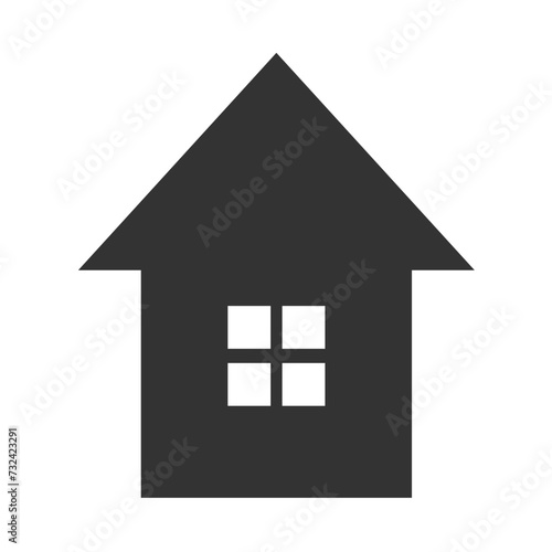 Vector illustration of a house icon with a window designating a residential area in an urban environment. © johnsmith_aps