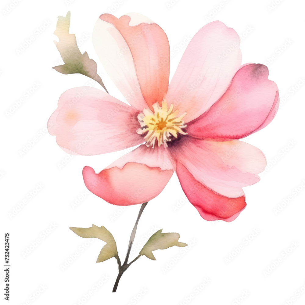 pink Flower watercolor illustration.Manual composition watercolor elements. on white background