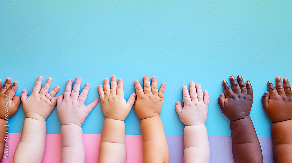 Pretty colorful background with babies' hands.
