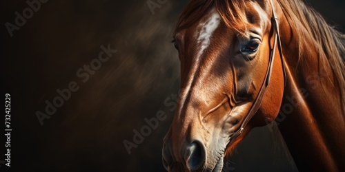 A detailed close-up of a horse s head against a black background. This image can be used for various purposes