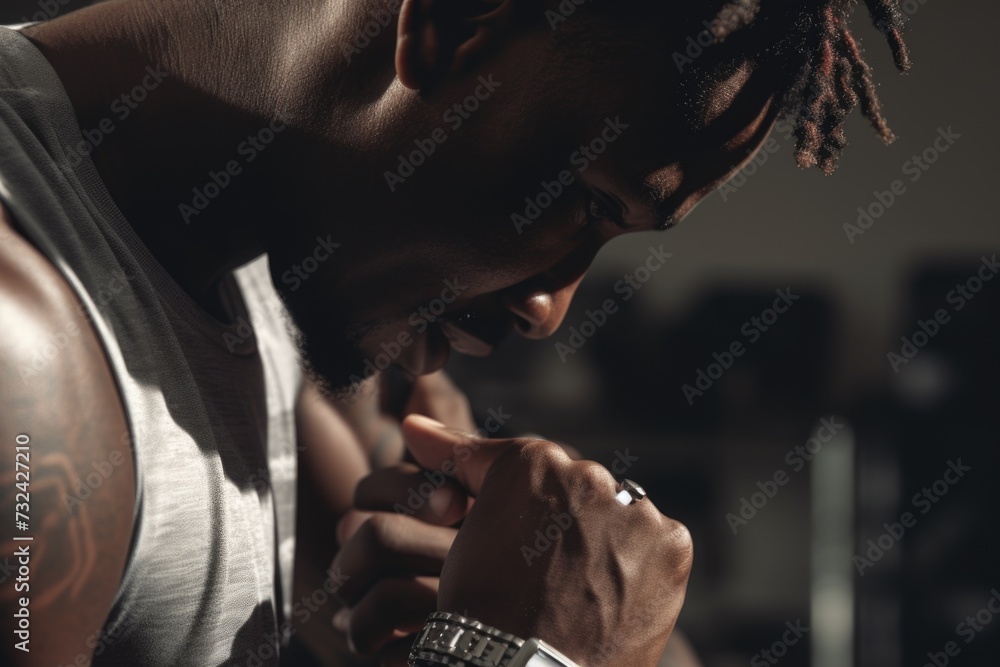 A man with dreadlocks is checking the time on his watch. This image can be used to depict punctuality, time management, and waiting
