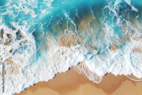 Beach with crashing waves, perfect for travel or vacation themes