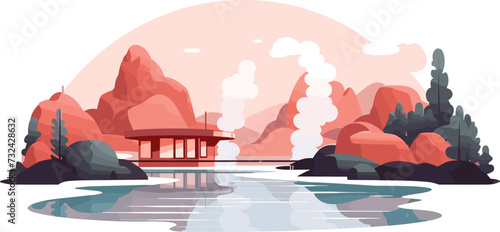 Forest hill logo icon design template flat vector