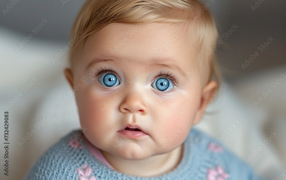 Close Up of a Baby With Blue Eyes