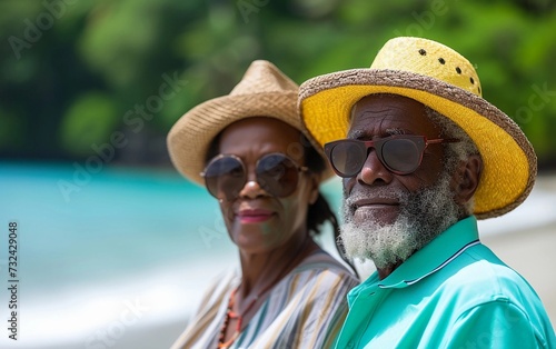 A Man and a Woman Wearing Hats and Sunglasses © imagineRbc