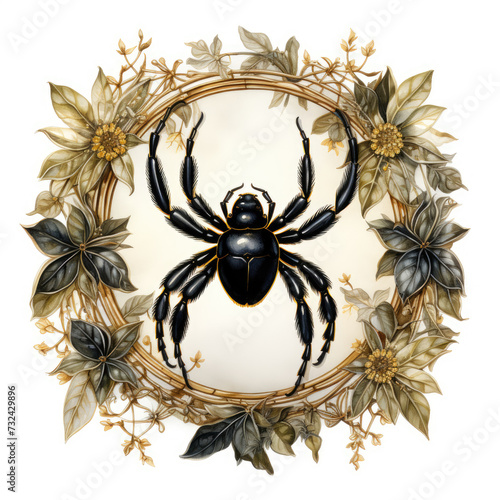 watercolor Vintage Spider clipart, Generative Ai