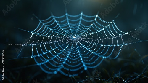 Glowing Spider Web: A Celestial Nighttime Sight Generative AI