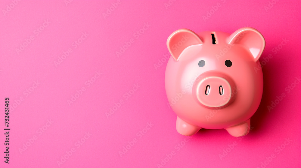 piggy bank on a light pink background