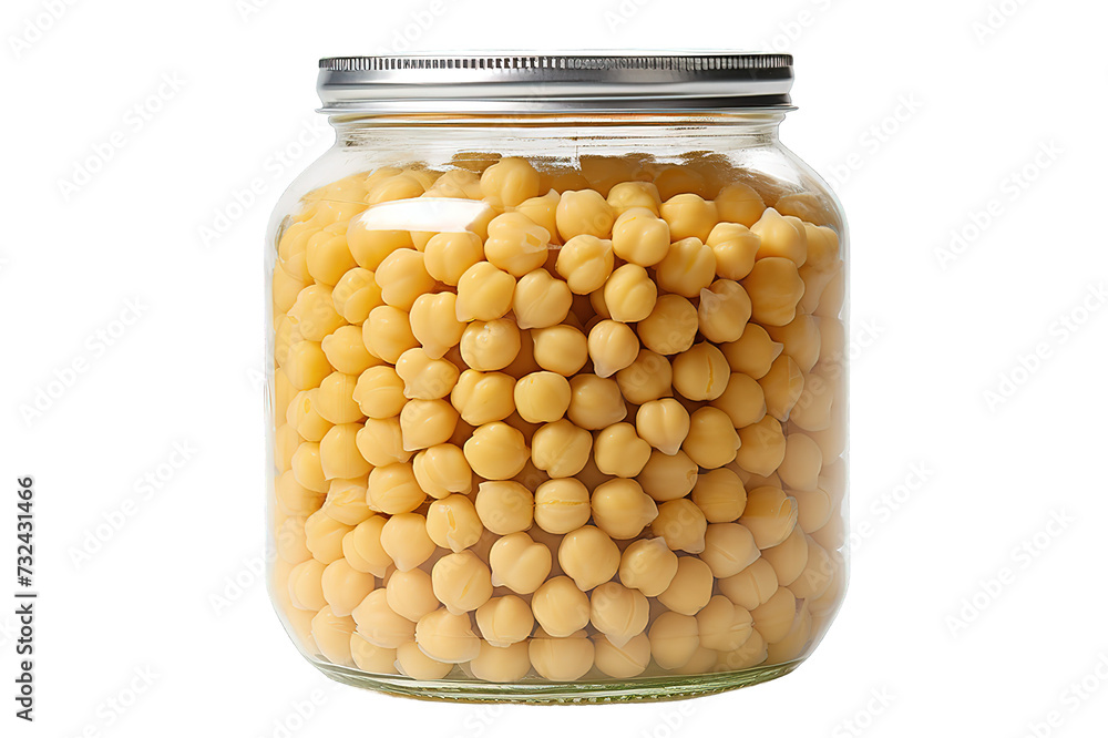 Chickpea and glass jar, isolated on a Transparent background. Generative AI Chickpea and glass jar, isolated on a Transparent background. Generative AI