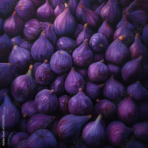 Tas de figues sur un étal de marché. Récolte de fruits frais, violets et bien mûrs pour faire le plein de vitamines en été.