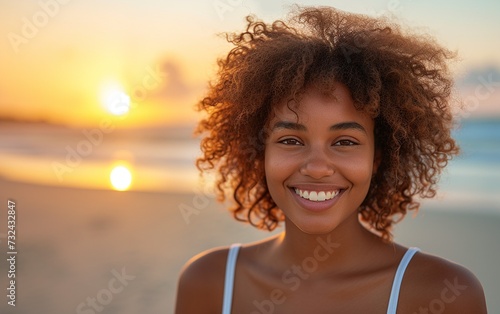 Smiling Woman With Curly Hair