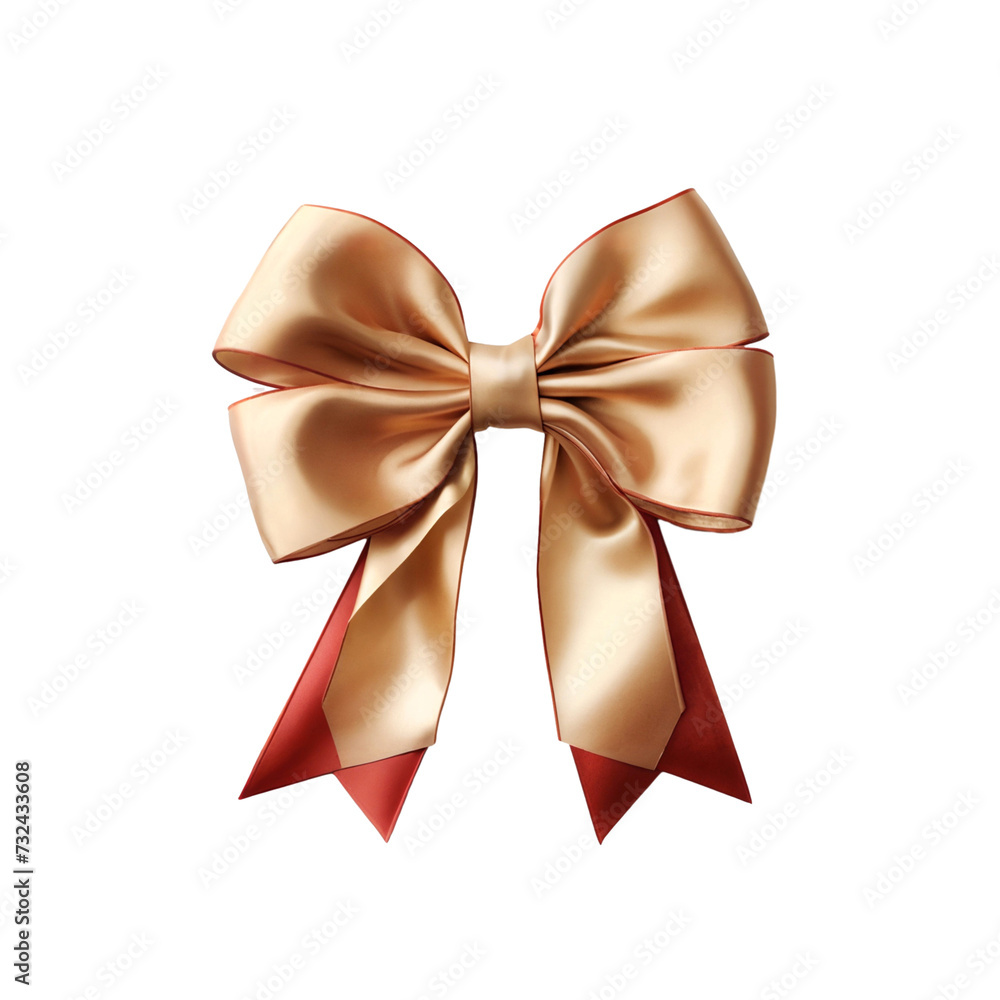 Gold ribbon bow, png file of isolated cutout on transparent background Gold ribbon bow, png file of isolated cutout on transparent background