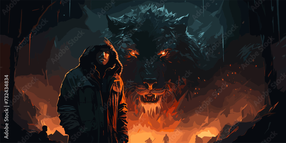 Obraz premium wizard summoning the phoenix from hell, digital art style, illustration painting