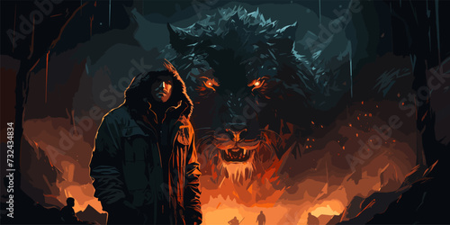 wizard summoning the phoenix from hell, digital art style, illustration painting