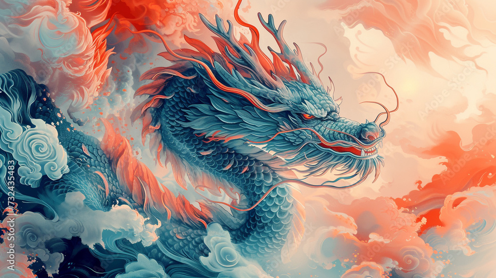 Chinese New Year dragon watercolor background Chinese New Year dragon watercolor background