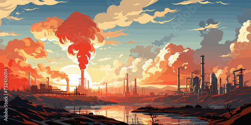 Vector evening sky clouds. Anime clean style