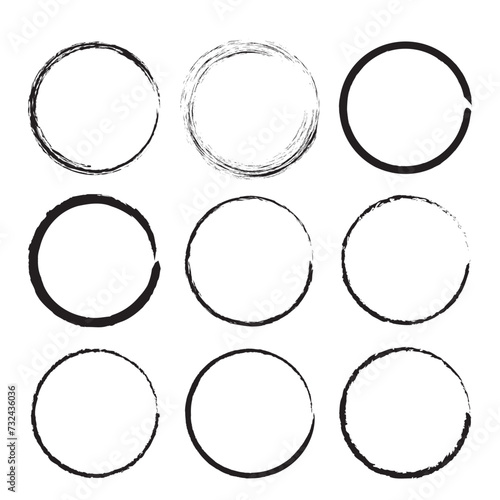Vector Grunge Circle . Grunge Circle Element for your Design . Rubber Stamp Texture . Distress Border Frame isolated on white background in eps 10.