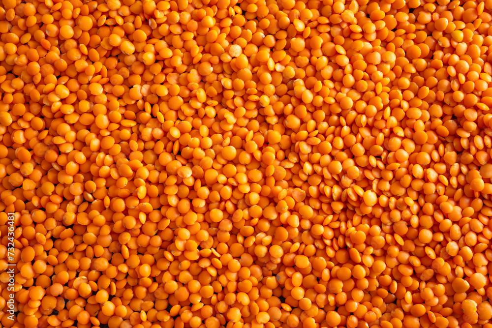 Uncooked red lentils. Red lentils background