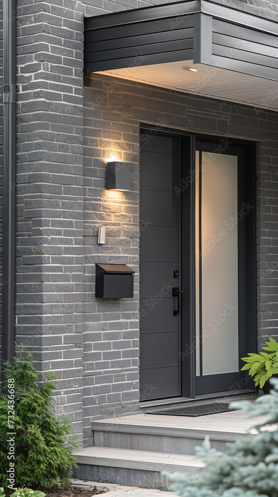 Fototapeta premium Contemporary Home Entrance with Textured Grey Wall