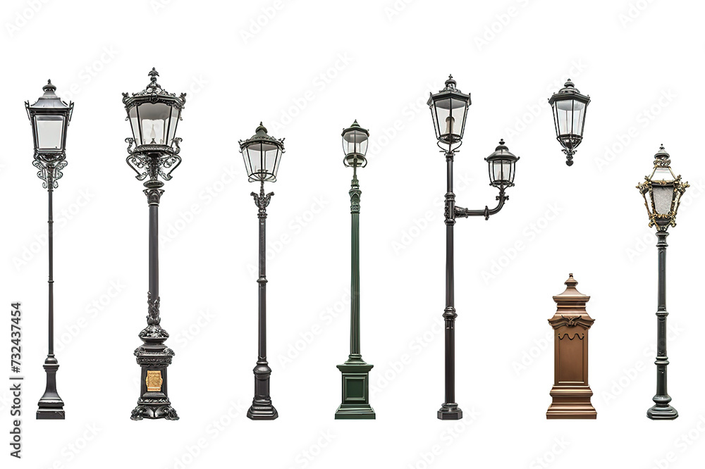 Old Street Lamp isolated on a Transparent background. Generative AI
