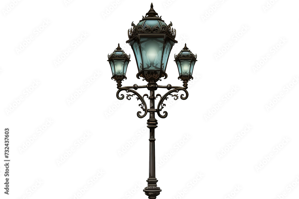 Old Street Lamp isolated on a Transparent background. Generative AI Old Street Lamp isolated on a Transparent background. Generative AI