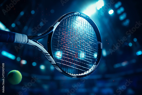 tennis racket and ball on blue background © IR-Creative