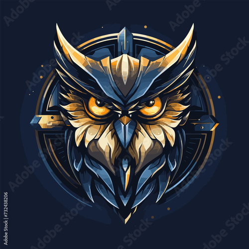 Owl head mechanical logo vector symbol illustration