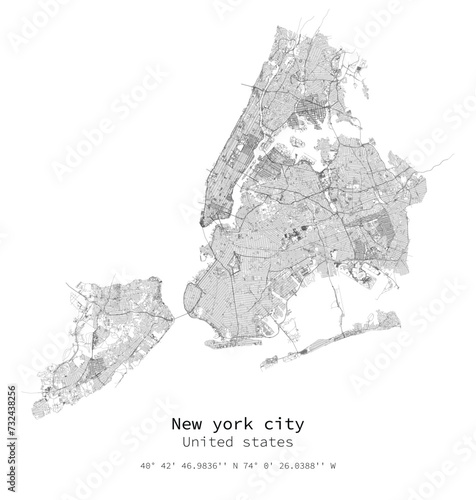 New york city ,United states street art map,vector image for digital product ,wall art and poster prints. photo