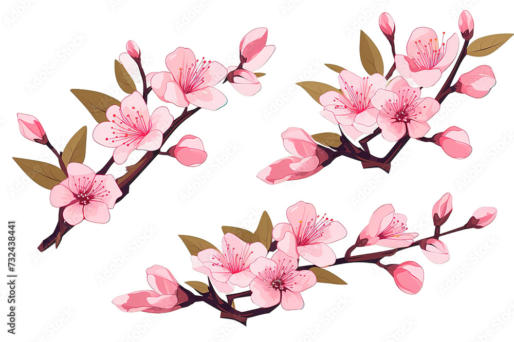 Watercolor illustrations of cherry blossoms.Sakura of Japan are blooming refreshing .Bouquet sakura flowers.isolated on a Transparent background. Generative AI Watercolor illustrations of cherry blossoms.Sakura of Japan are blooming refreshing .Bouquet sakura flowers.isolated on a Transparent background. Generative AI