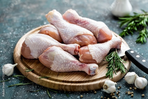 raw chicken legs with herbs