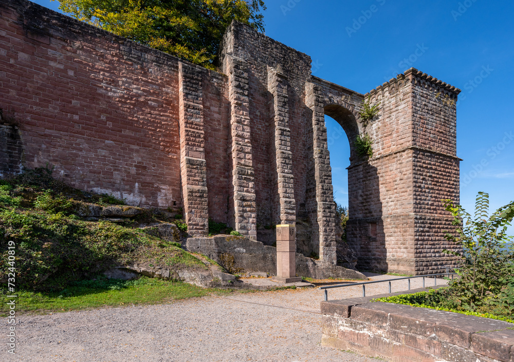 Trifels Castle is a rock castle in the Palatinate Forest above the southern Palatinate town Annweiler. Wasgau, Rhineland-Palatinate, Germany, Europe